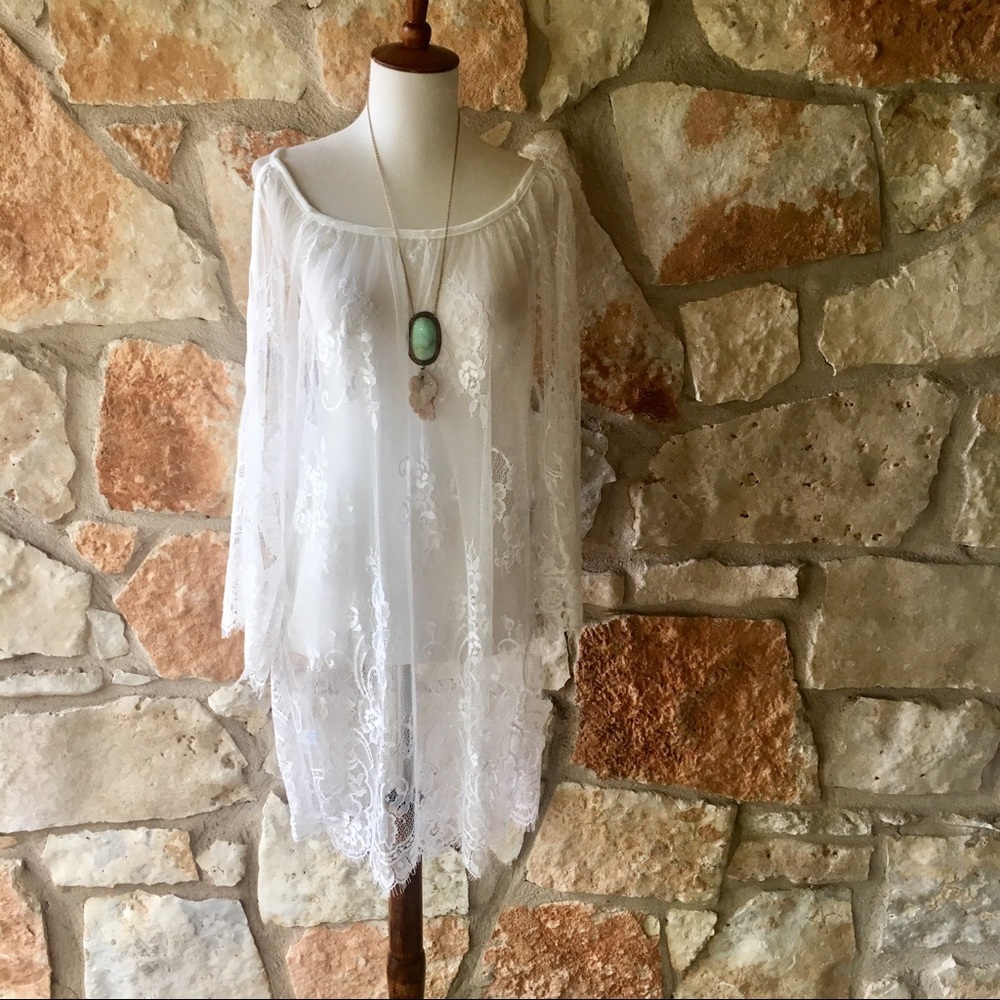 5 ⭐️ fave! White lace sheer dress or coverup - Picture 6 of 8